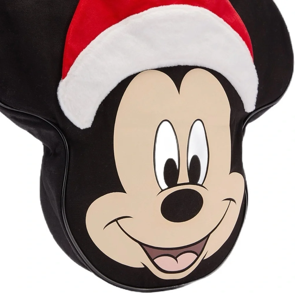 Disney Santa Mickey Mouse Big Face Canvas Holiday Tote Bag - NWT
