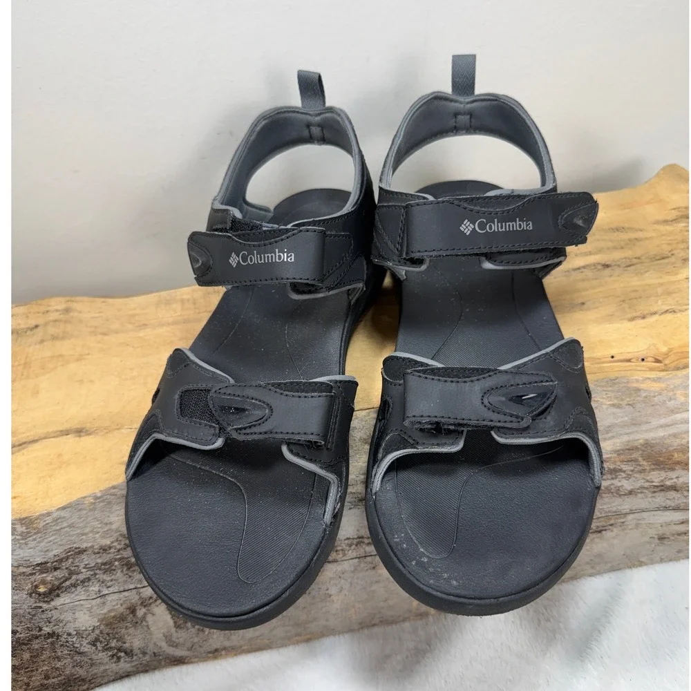 Columbia‎ Santiam 2 Strap Mens 10 Sandals Black Grey Hiking Outdoor BM0111-010